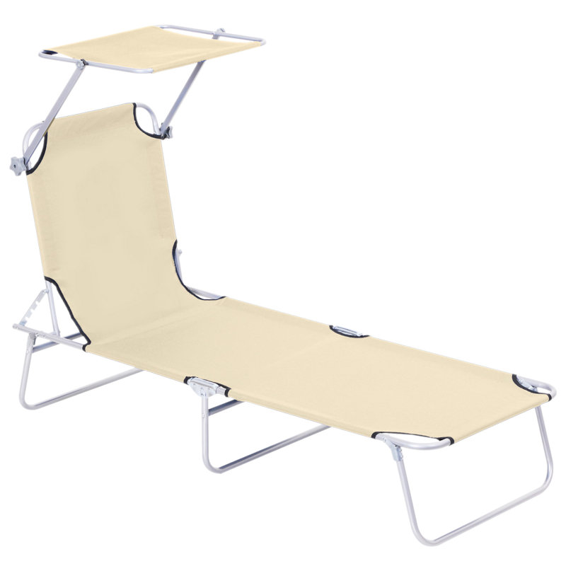 Chaise longue d'extérieur en métal Simrun, Beige, Blanc
