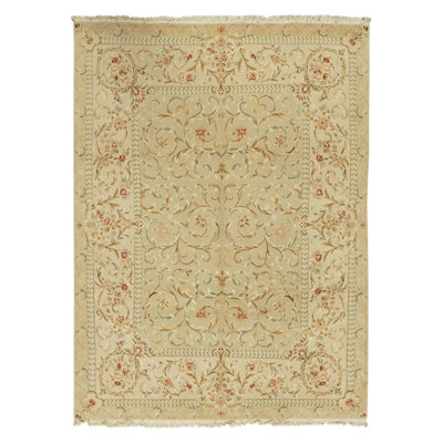 High-Quality Hand-Knotted Beige Area Rug
