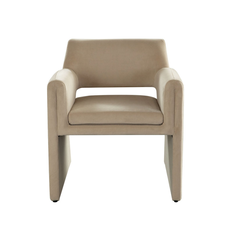 Chaise d'appoint Fena, velours brun clair chameau, dossier bas