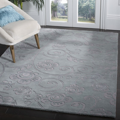 Tapis bleu / gris en laine touffeté à la main Chanler