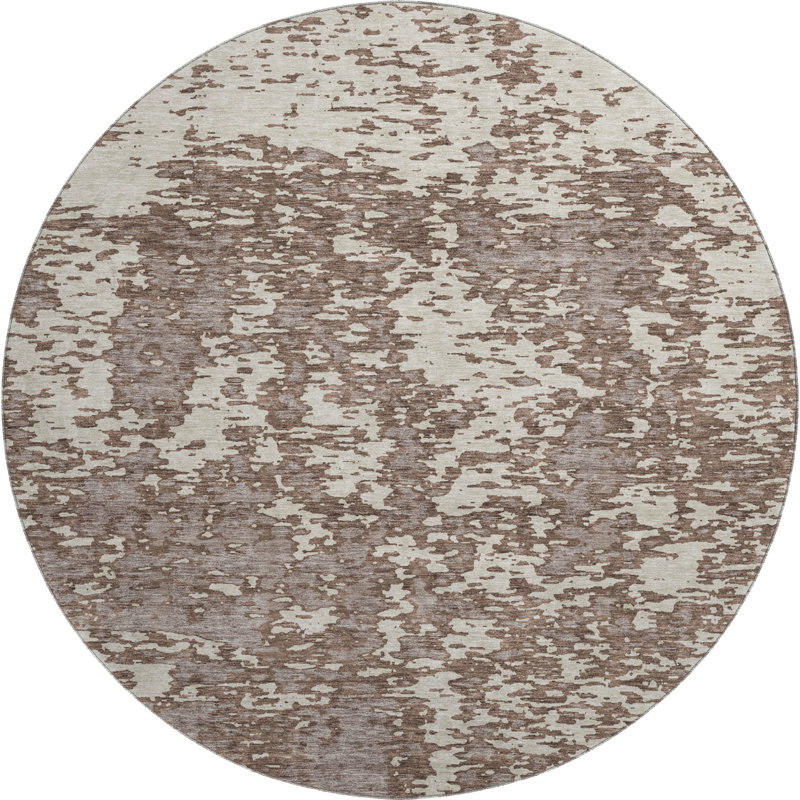Premium Machine Washable Prisco Brown Rug, Round 8'