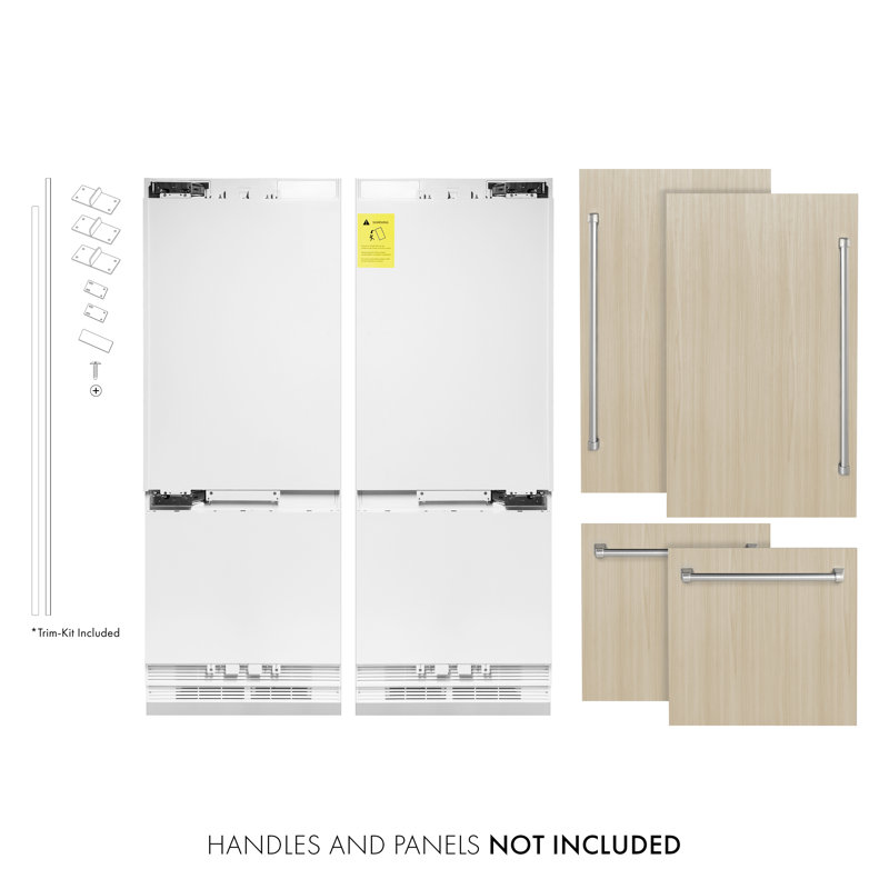ZLINE 60 in. Panel Ready Built-In Refrigerator with Water Dispensers and Ice Makers, Silver