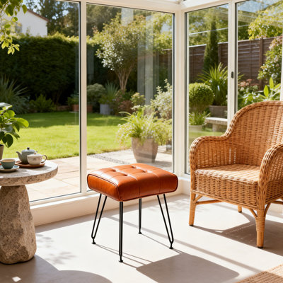 Tabouret de coiffeuse en similicuir avec pieds en métal