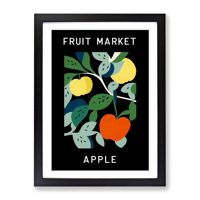 Apple Fruit Market Exhibition Vol.1 - Single Picture Frame Print on Wood, 34cm H x 25cm W x 2cm D