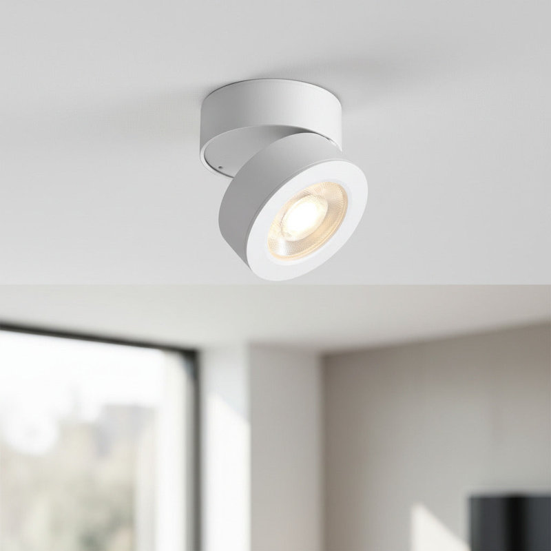 UltraBeam Surface Mounted Adjustable Ceiling Downlight Spotlight, White, 7.2cm H x 10cm W x 7.2cm D
