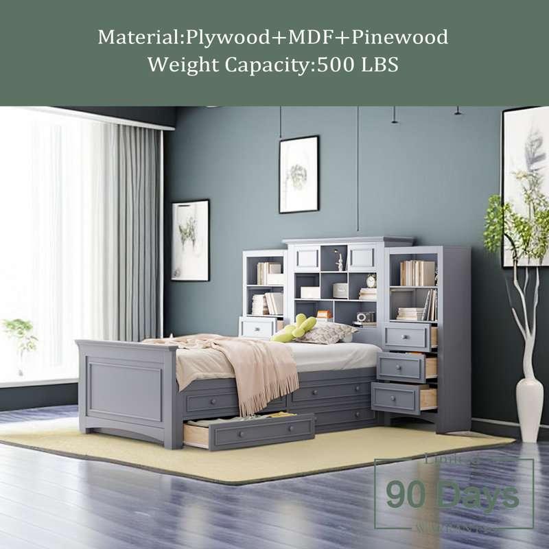 Bookcase Bed, Gray