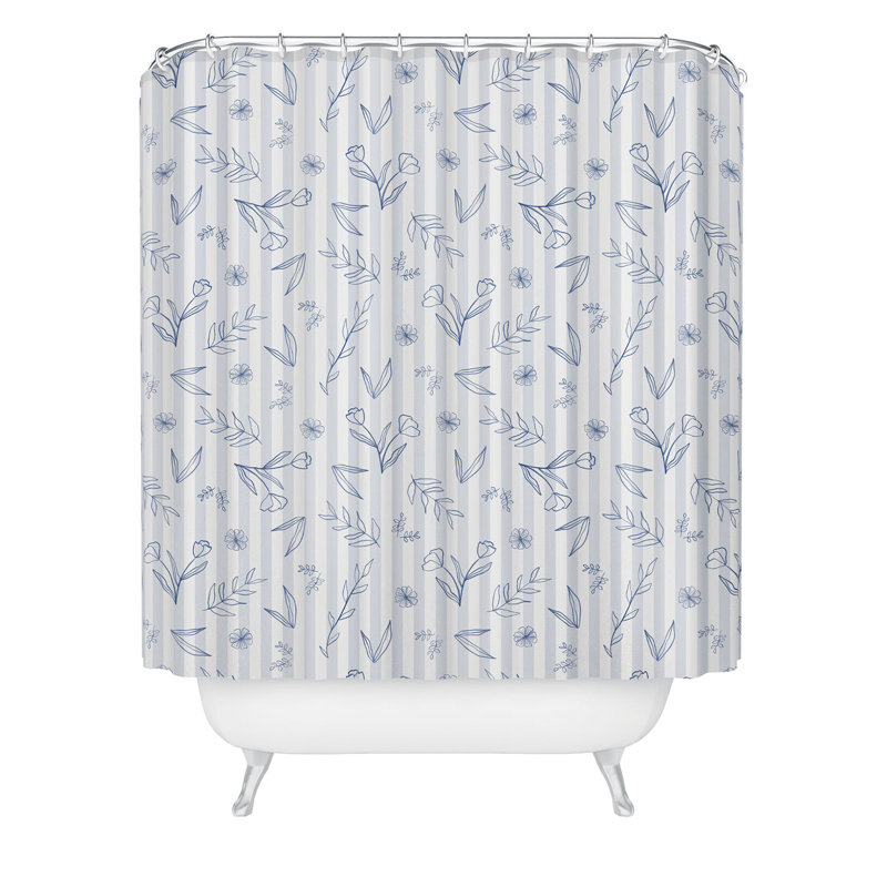Rideau de douche Ninola Design, Blanc / bleu marine abstrait