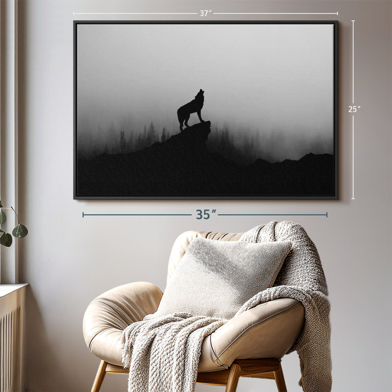 Animal "Art mural silhouette de loup", H 25 po x l 37 po