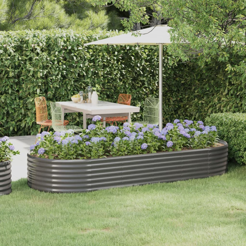 Garden Raised Bed Powder-coated Steel, grey, 36cm H x 249cm W x 100cm D