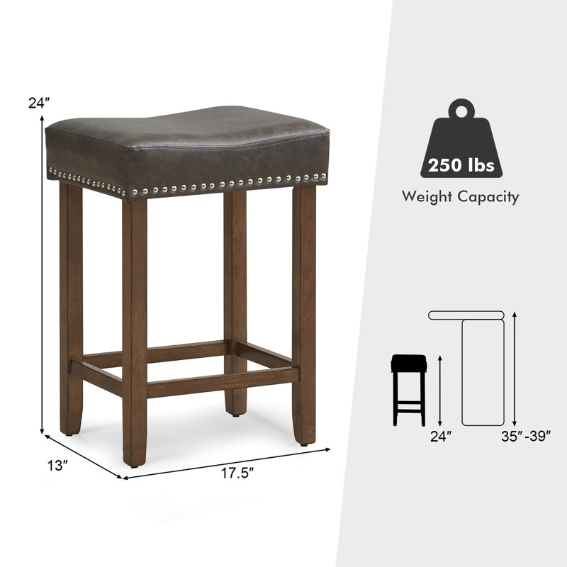 Tabouret Javeon, Tabouret de comptoir (siège d'une hauteur de 24 p, Gris