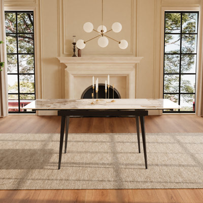 Drea 47" To 71" Extendable Rectangular Sintered Stone Dining Table Seat 4-6 by George Oliver