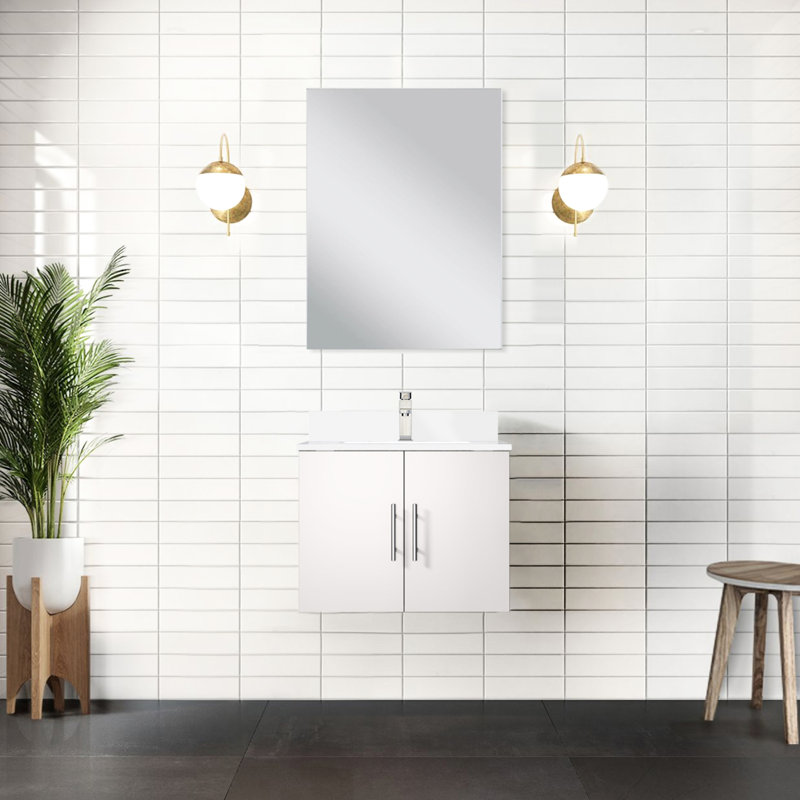 Meuble-lavabo blanc l 24 po x P 22 po avec miroir de 18 po - rangement spacieux, entièrement assemblé, installation facile avec miroir de 24 po x 22 po
