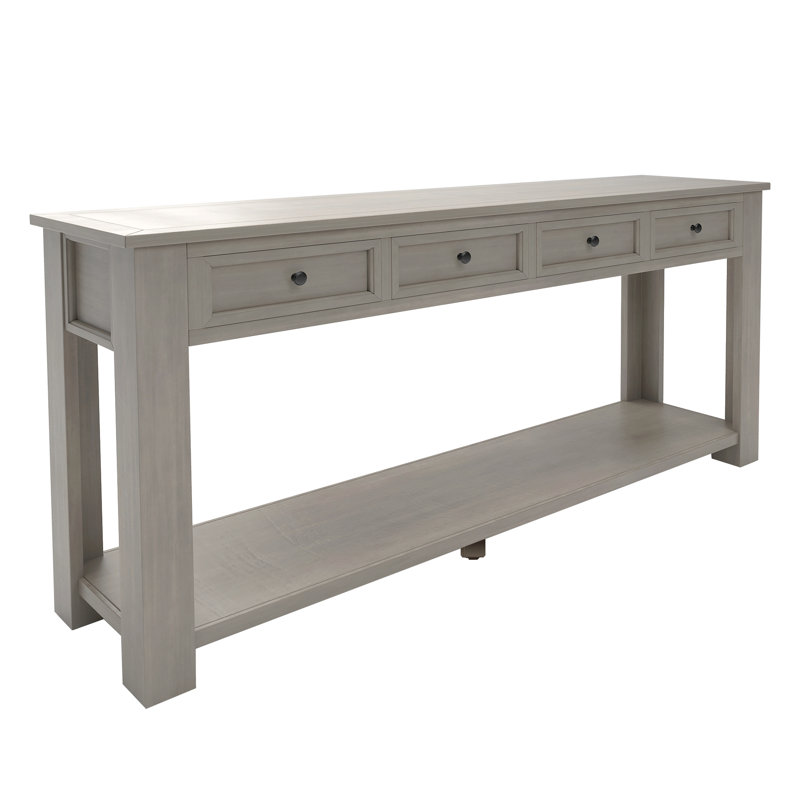Console / canapé avec tiroirs de rangement et tablette inférieure pour le vestibule, Gris délavé 