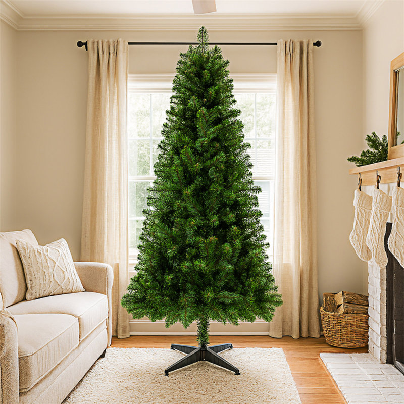 Arbre de Noël artificiel non éclairé avec support en plastique