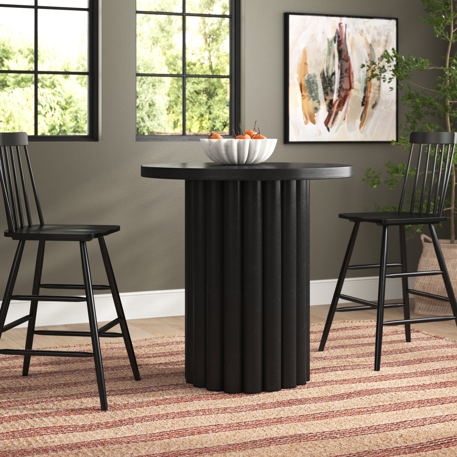 Mavis 36'' Round Dining Table, 40"H x 36"W x 36"D, Black