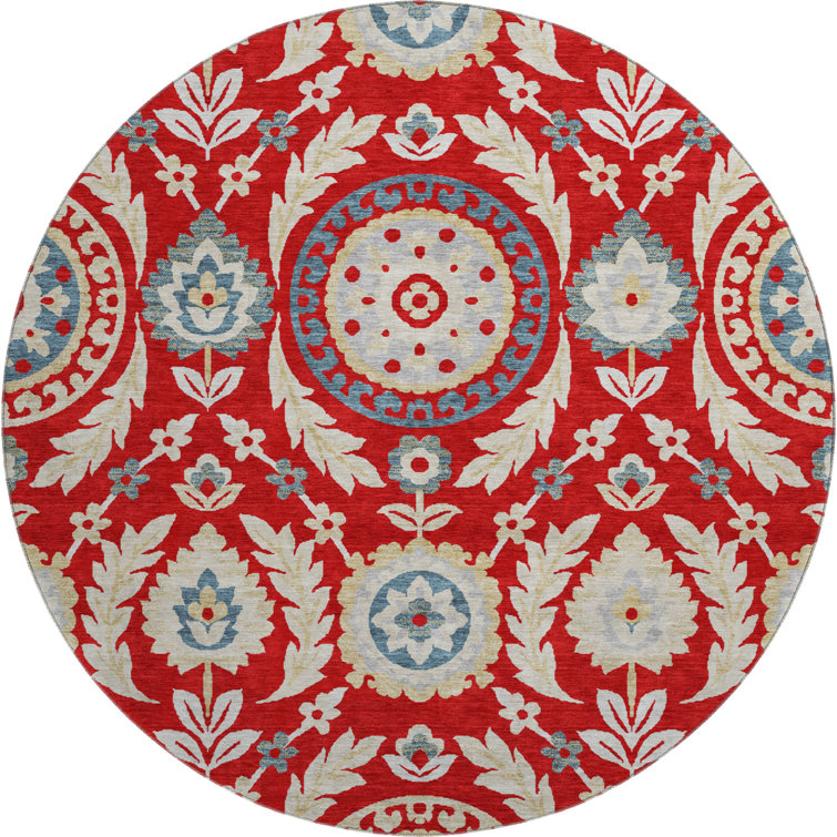 Premium Machine Washable Prisco Red Rug