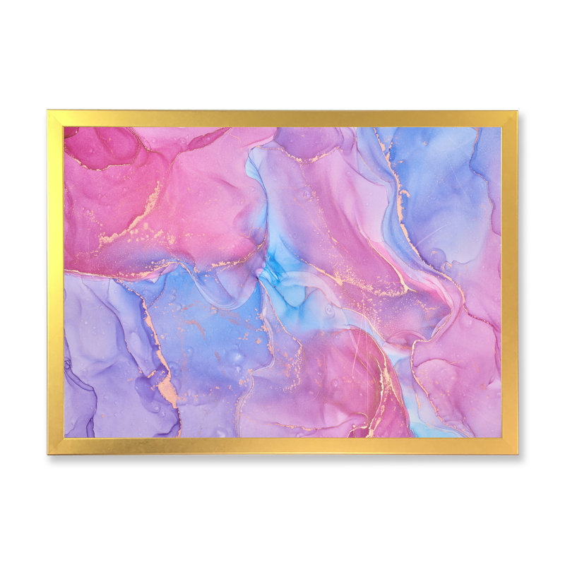 «Translucent Pink and Blue Ink Clouds», reproduction sur toile, H 30 po x l 40 po x P 1,5 po, Cadre photo doré