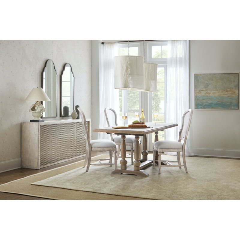 Antique Gray White Linen Upholstered Side Chair