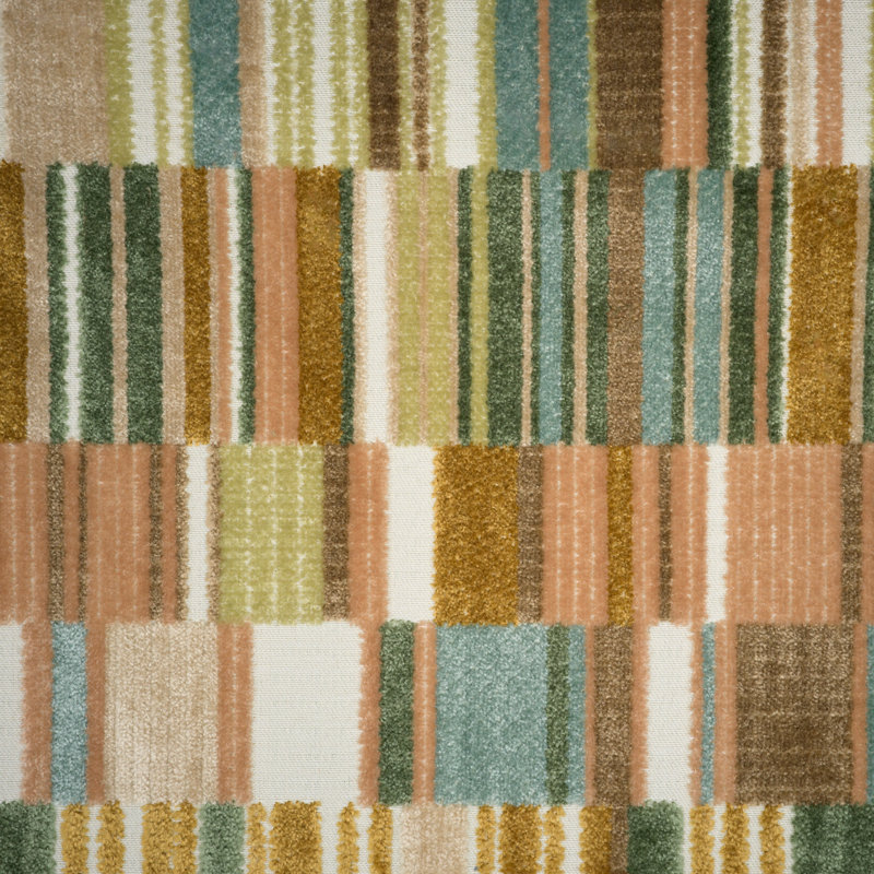 Madeira - Geometric Cut Velvet Upholstery Fabric, Jasper