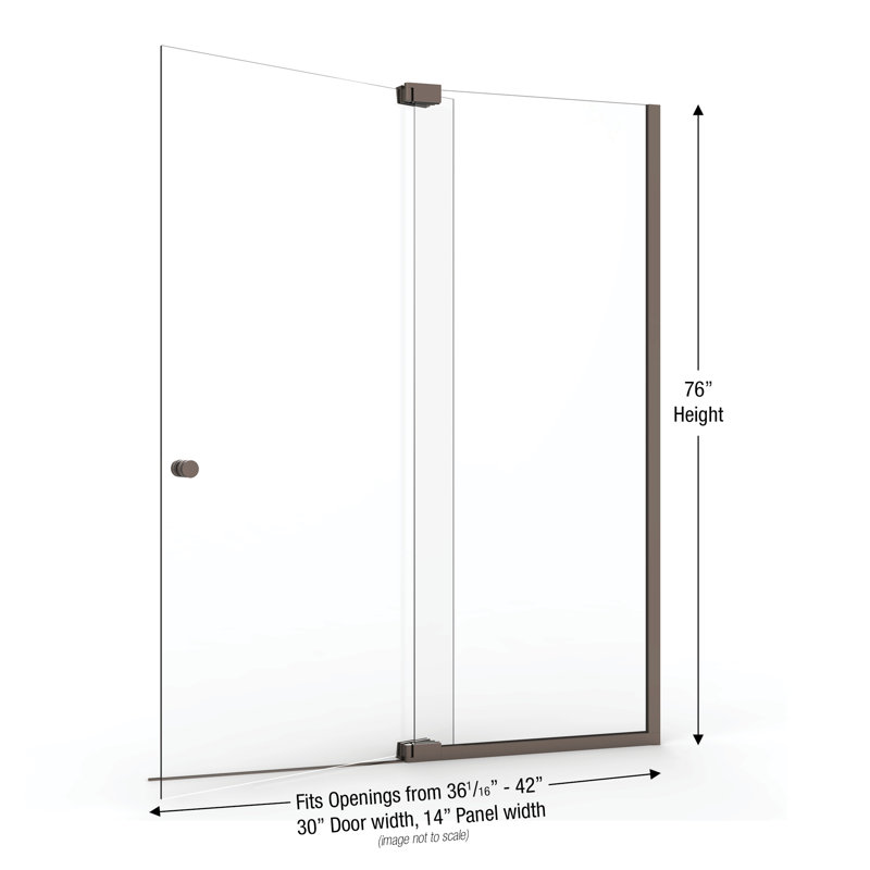 Cantour - W x 76'' H Pivot Door Frameless Shower Door with, AquaGlideXP Clear , Oil Rubbed Bronze