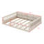 Structure de lit plateforme tapissier, lit double en bois avec garde-corps et coussin de sécurité