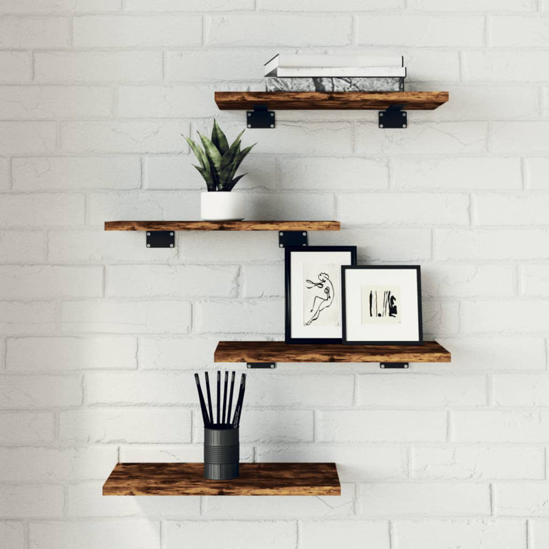 Thresa Bracket Shelf, Smoked Oak, 0.6 in H × 15.7 in W × 7.9 in D