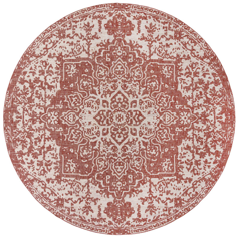Tapis d'extérieur couleur rouille, Rond 13 pi