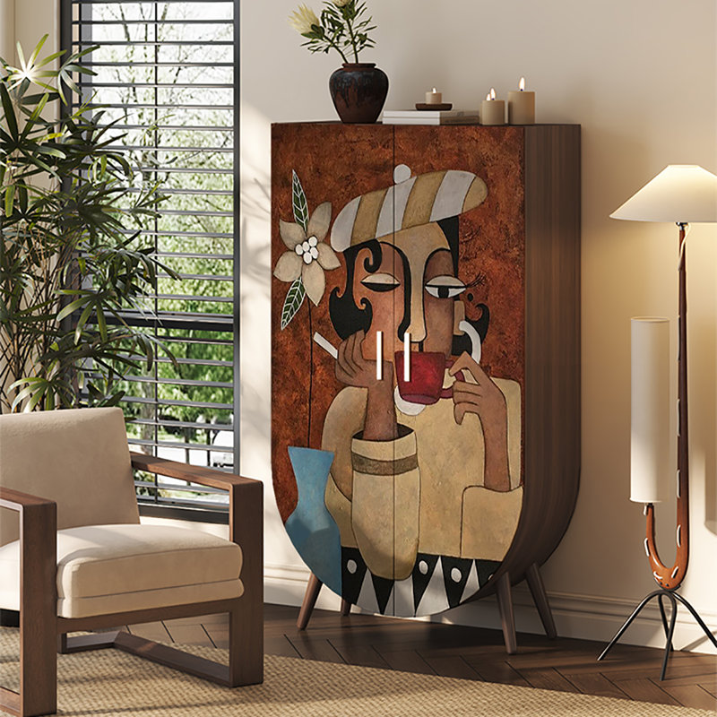 Armoire d'art multifonctionnelle à double porte, Noyer