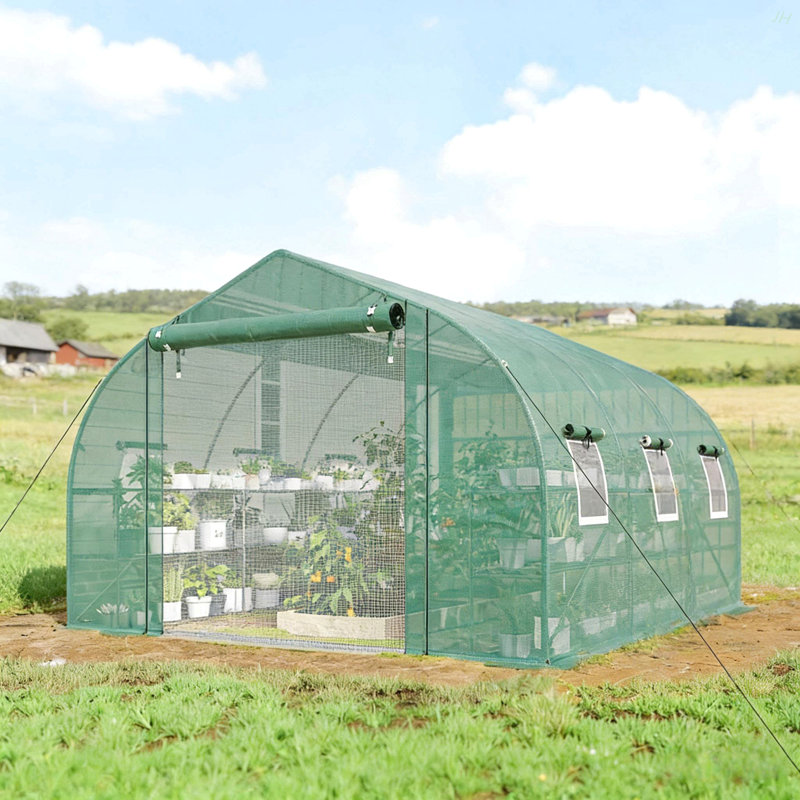 Outdoor Plant Hot House,Walk-In Tunnel Greenhouse, Green