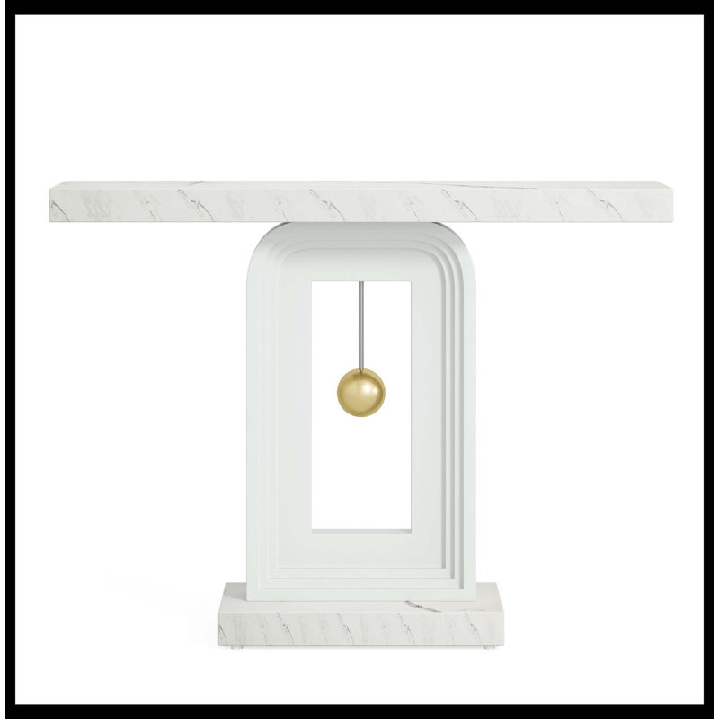 39.4" Console Table, Modern Sofa Entryway Table With Gold Decor