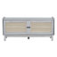 Banc d'entrée en rotin avec rangement Boho, banc à chaussures rembourré avec portes doubles, banc de rangement en bois-636978164