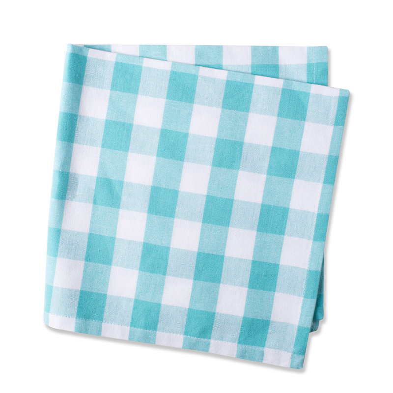 Serviette de coton 20" checkers Devia, Aigue-marine