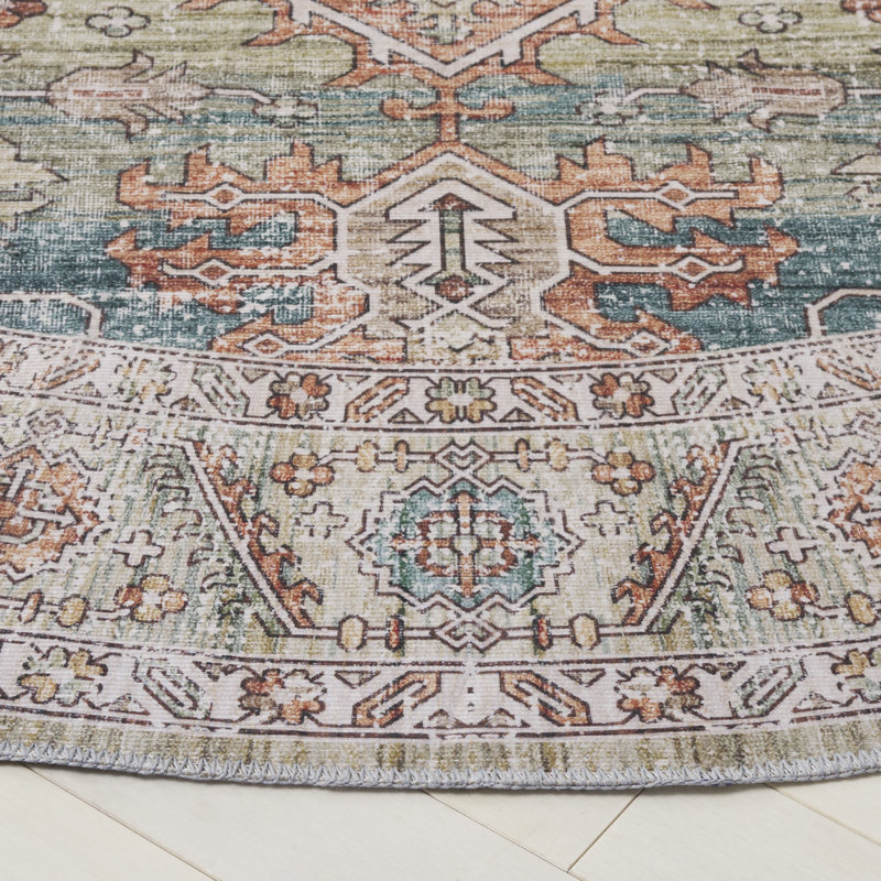 Trishona Machine Washable Performance Oriental Rug, Round 6'