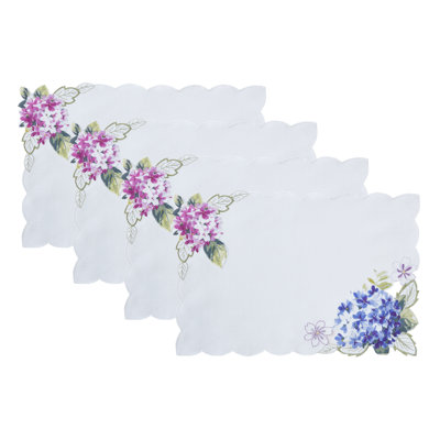 Oday Spring Hydrangea Floral Cutwork Placemats