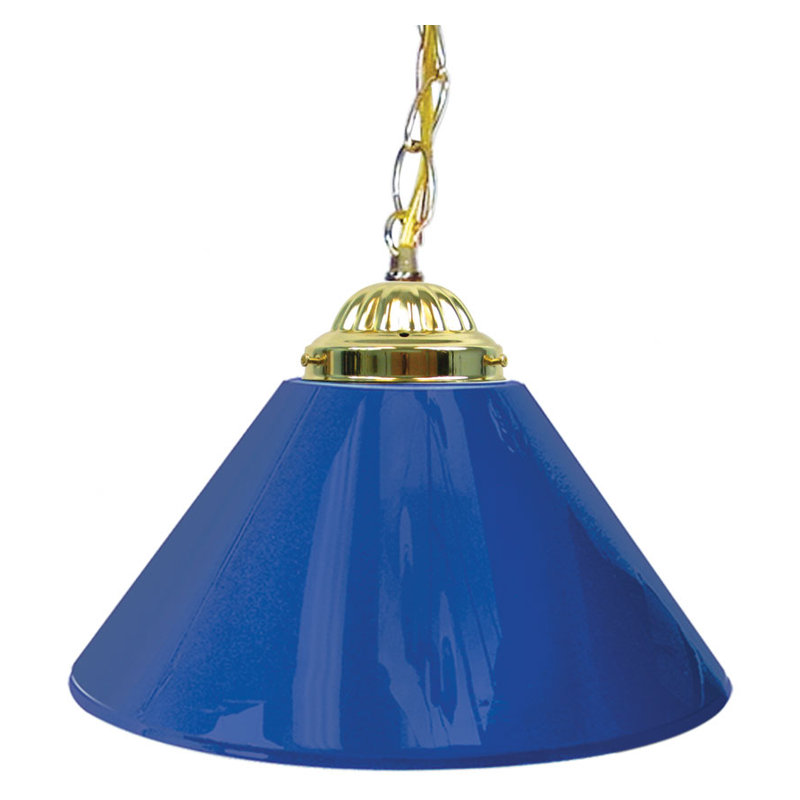 Luminaire suspendu conique 1 lumière Gamya, argent, Bleu uni