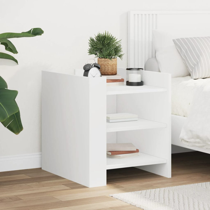 Quantavius 45cm W Manufactured Wood Bedside Table, White