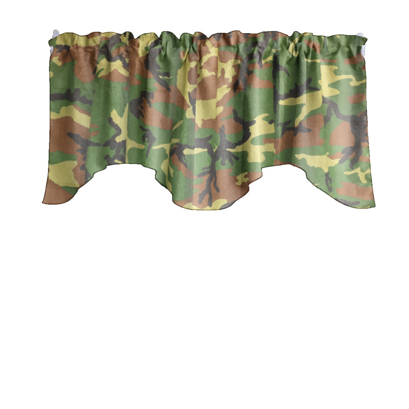 Cantonnière festonnée en mélange de coton camouflage l 58 po, Original