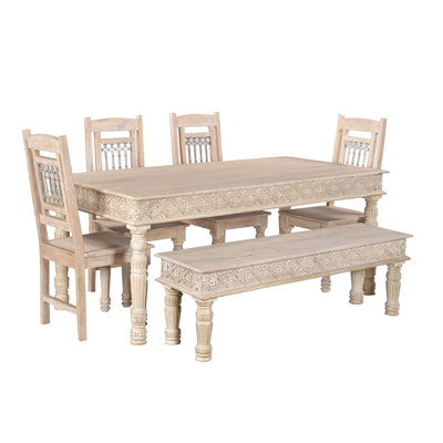 Pacjo 6 - Person Solid Wood Solid Wood Top Four Leg Dining Set
