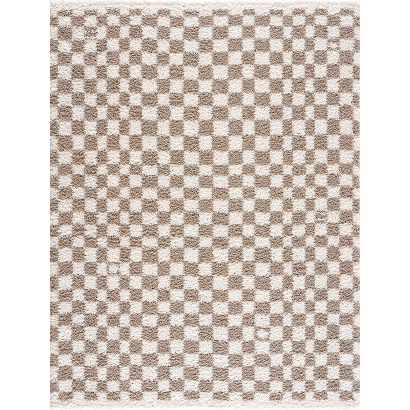 Tapis brun à poils longs moderne Udine, Rectangle 7 pi 11 po x 10 pi