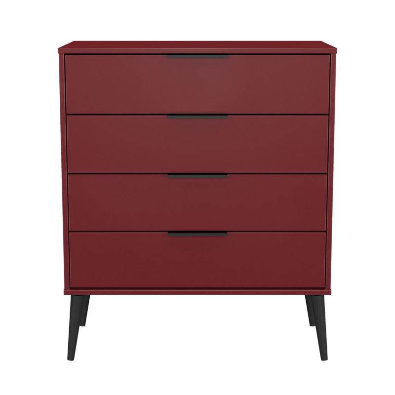 Bisceglia 77cm W 4 - Drawer Chest of Drawers, Red