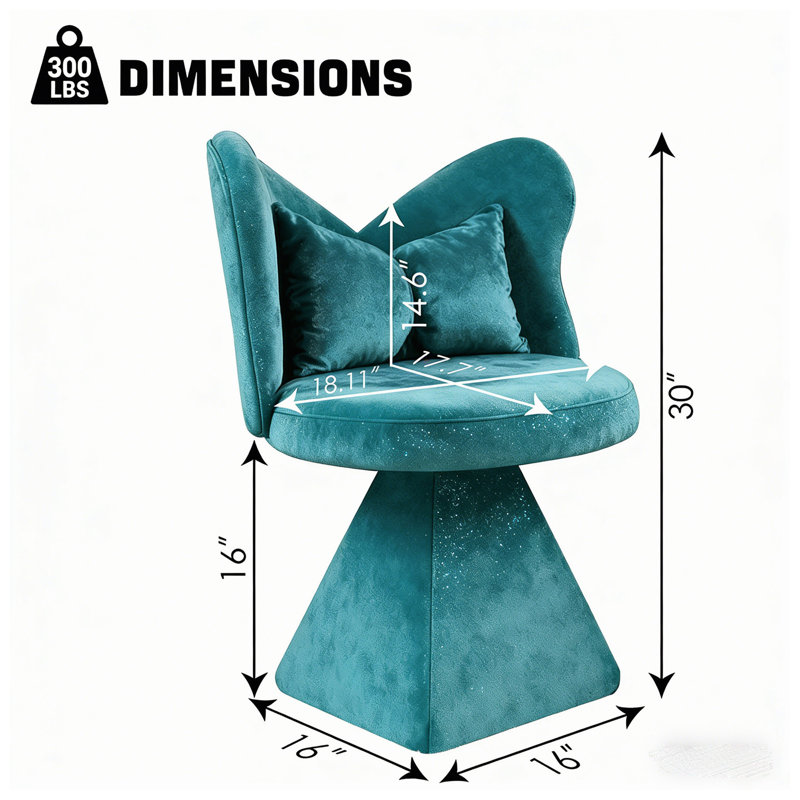 Fauteuil d'appoint en velours pivotant l 30 po x P 18,1 po x H 18,1 po Flutter