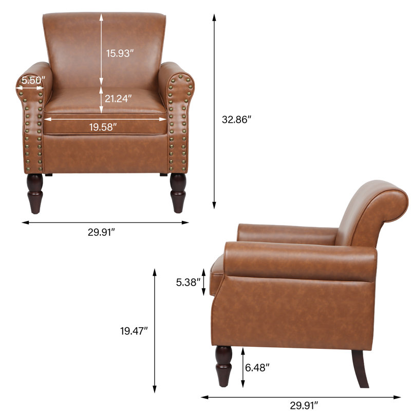 Fauteuil Enoks, Similicuir brun