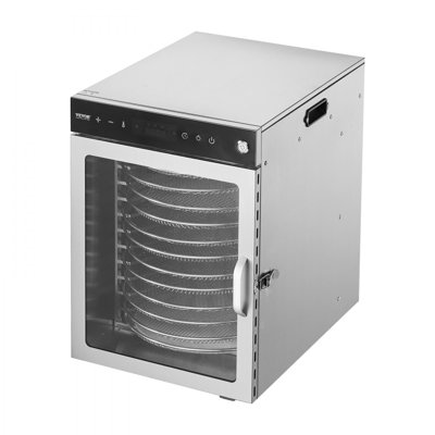 Déshydrateur alimentaire rotatif, 12 plateaux en acier inoxydable, séchoir électrique 800 W avec température réglable et minuterie de 24 heures, déshydrateur pour viande séchée, viande, fruits, légumes, herbes, friandises pour chiens
