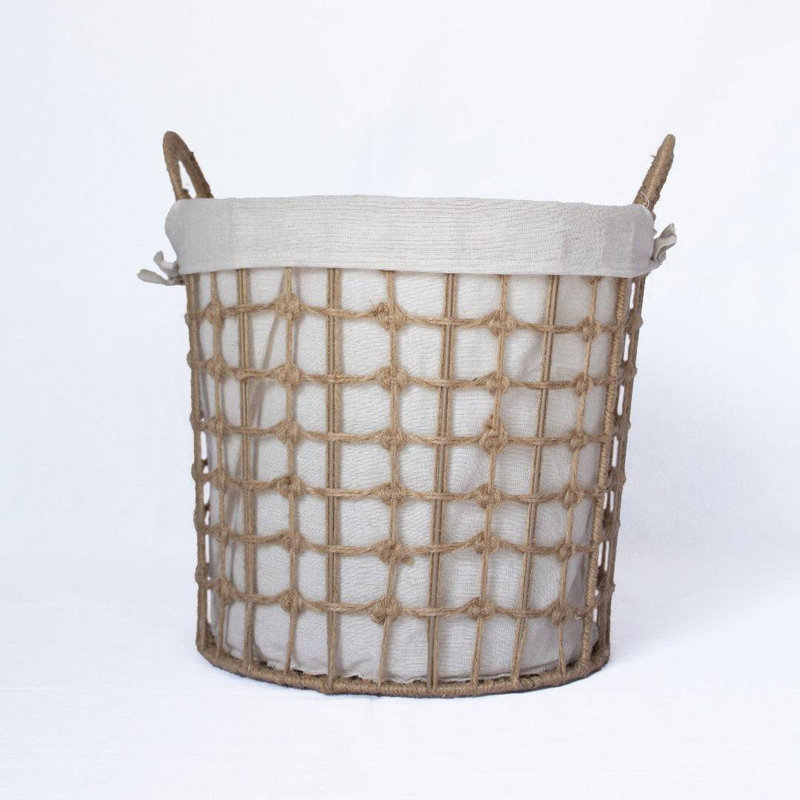 Panier rond en chanvre, 13 po x 14 po x 14 po