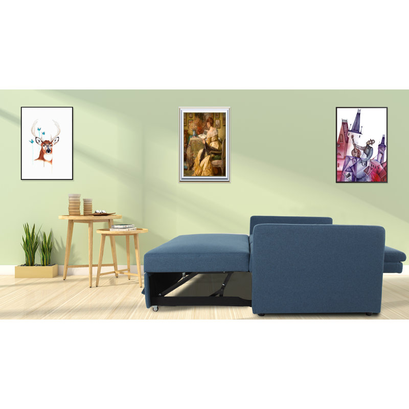 Canapé-lit Abdulameer, Microfibre bleue