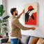 Whales Under Red Sun Mid-Century - Wrapped Canvas-1936276667-1936276653