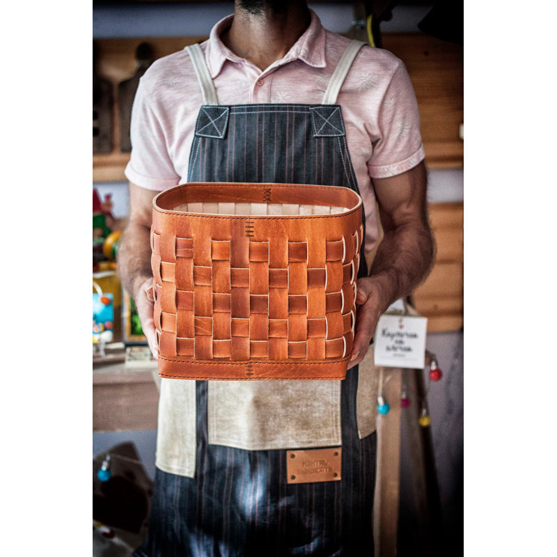 Gracie Oaks Leather Decorative Basket