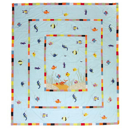 Kids Aquarium Single Reversible Quilt, Twin