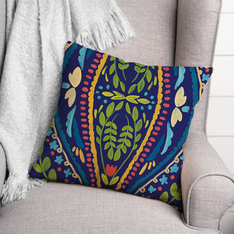 Housse et insert de coussin extérieur d'extérieur, Bleu sarcelle, Floral 2