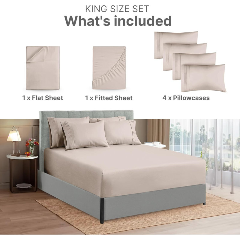 Queen Wheat Microfiber Deep Pocket Sheet Set